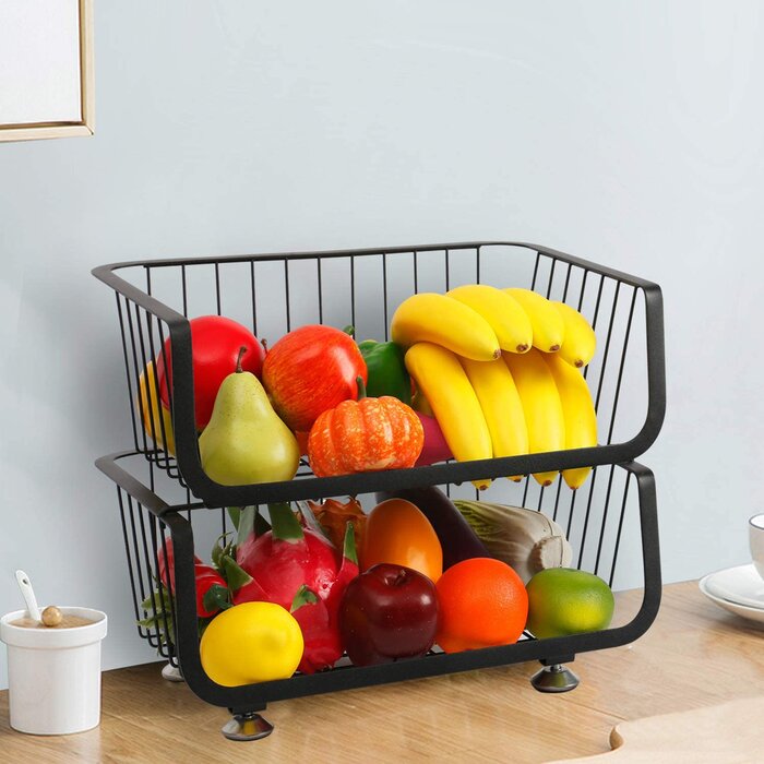 Rebrilliant 2 Tier Stackable Storage Baskets, Metal Wire Fruit